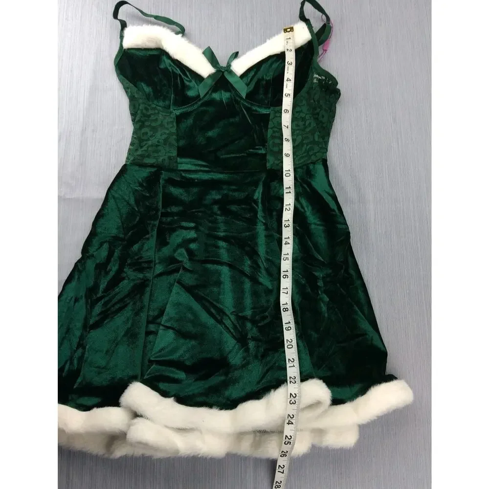 Babydoll Lingerie For Women Corset Velvet Christmas V Neck Size M